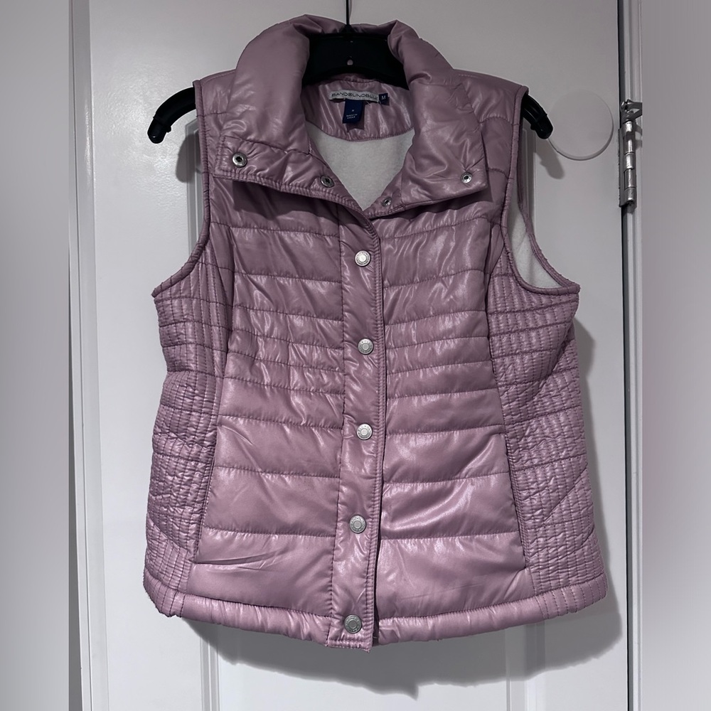 Metallic pink puffer vest